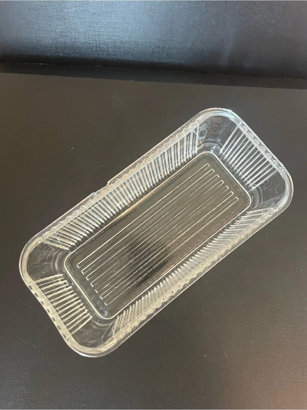 Vintage Federal Glass Rectangle Refrigerator Dish Vegetables Ribbed